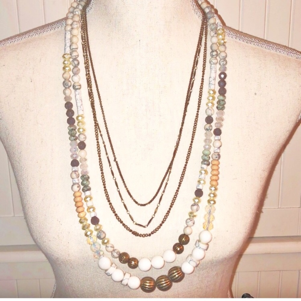 ⭐️ Bead & Stone Layered Necklace ⭐️